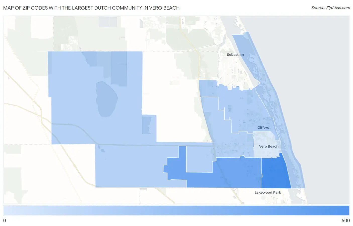 Zip Codes with the Largest Dutch Community in Vero Beach Map