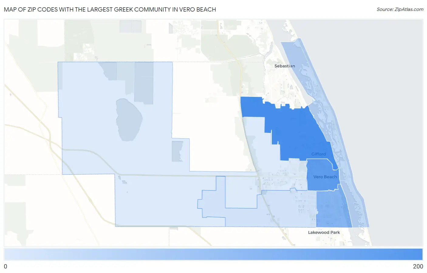 Zip Codes with the Largest Greek Community in Vero Beach Map