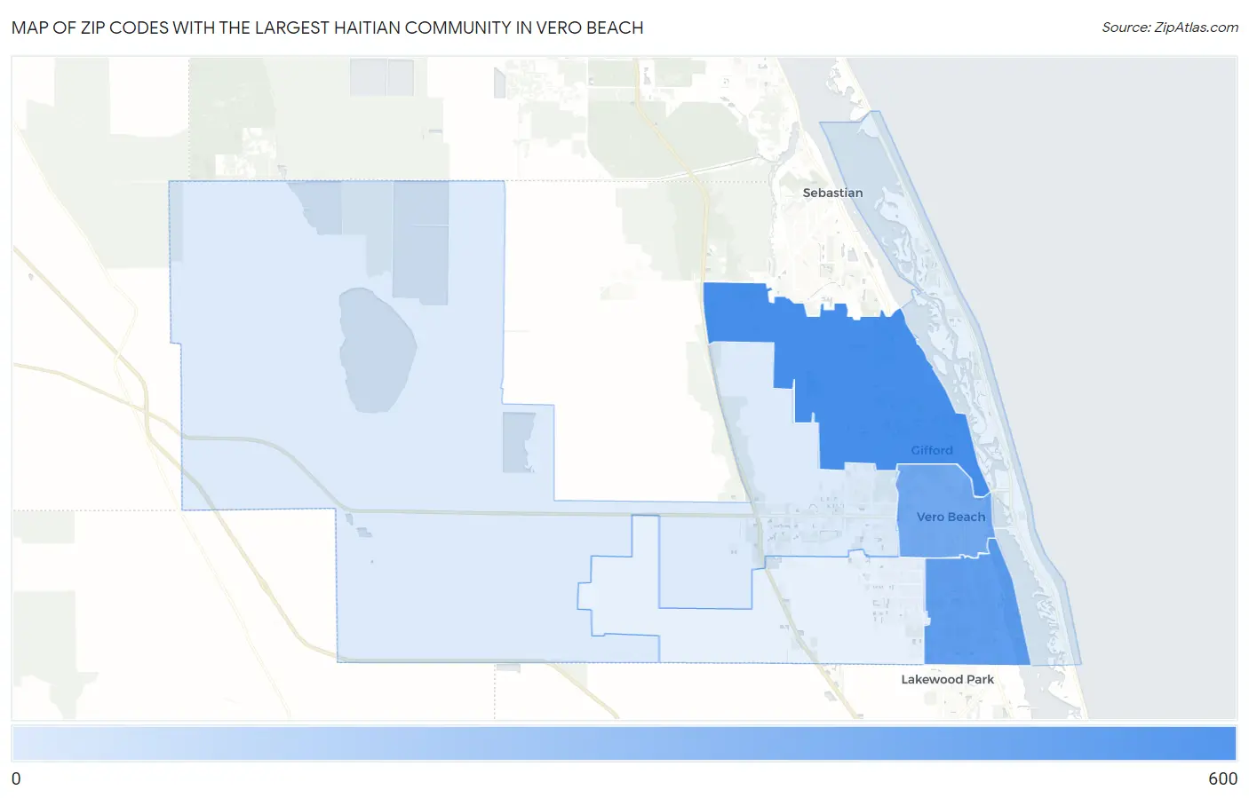 Zip Codes with the Largest Haitian Community in Vero Beach Map