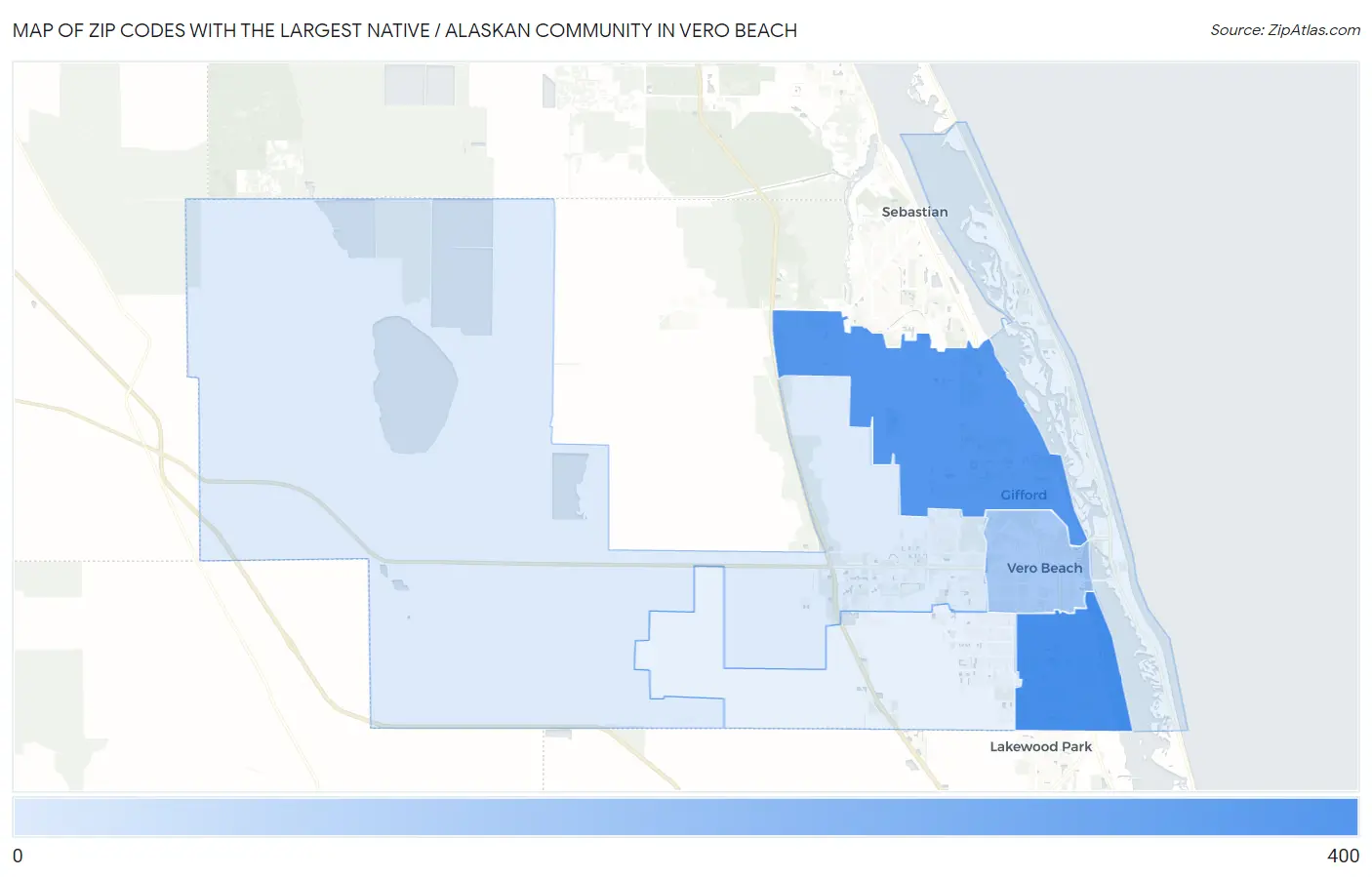 Zip Codes with the Largest Native / Alaskan Community in Vero Beach Map