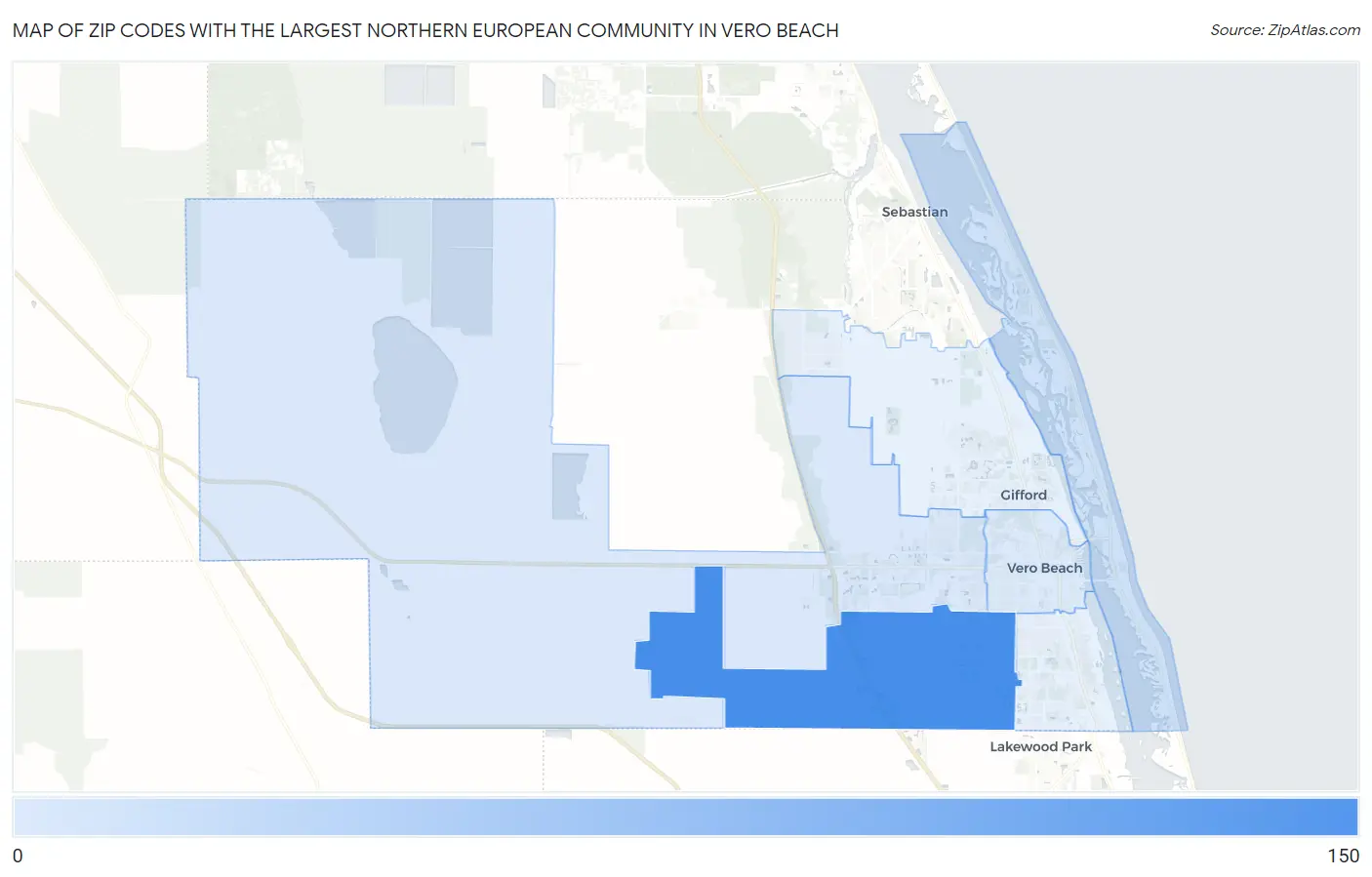 Zip Codes with the Largest Northern European Community in Vero Beach Map