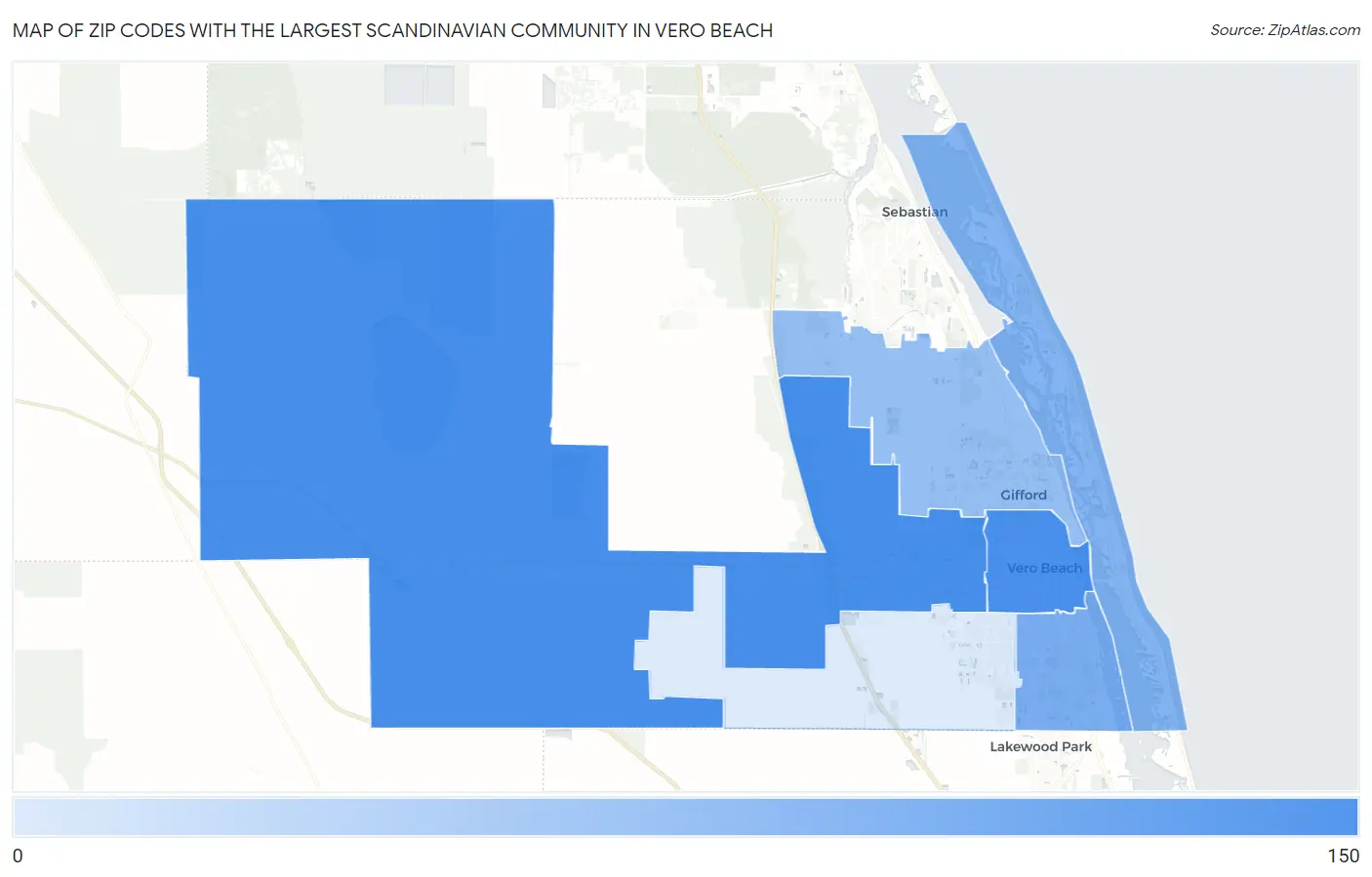 Zip Codes with the Largest Scandinavian Community in Vero Beach Map