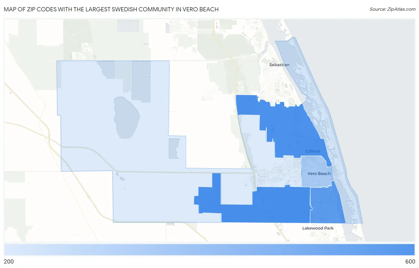 Zip Codes with the Largest Swedish Community in Vero Beach Map