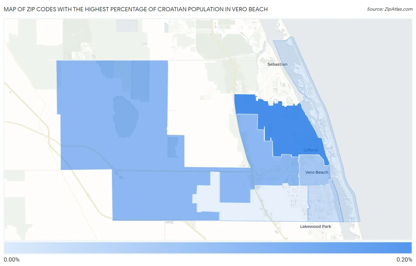 Zip Codes with the Highest Percentage of Croatian Population in Vero Beach Map