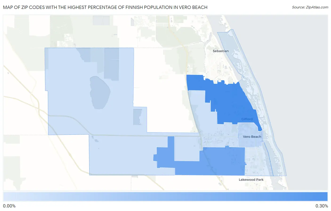 Zip Codes with the Highest Percentage of Finnish Population in Vero Beach Map