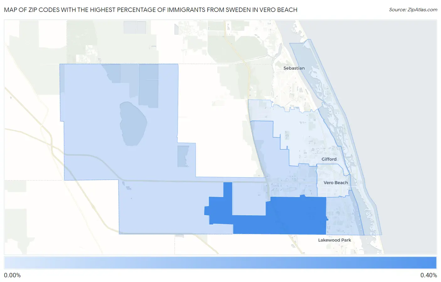 Zip Codes with the Highest Percentage of Immigrants from Sweden in Vero Beach Map