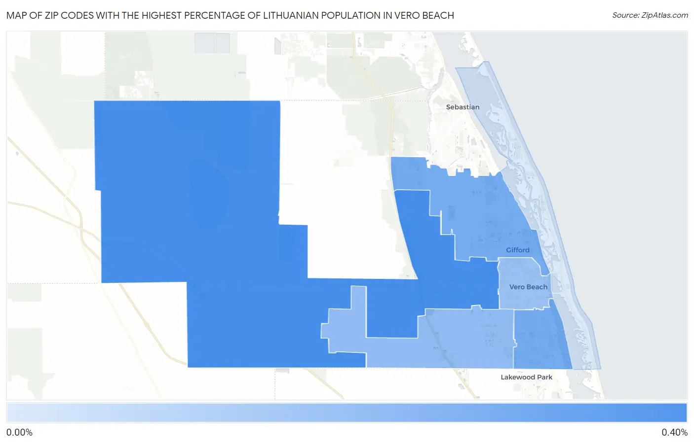 Zip Codes with the Highest Percentage of Lithuanian Population in Vero Beach Map