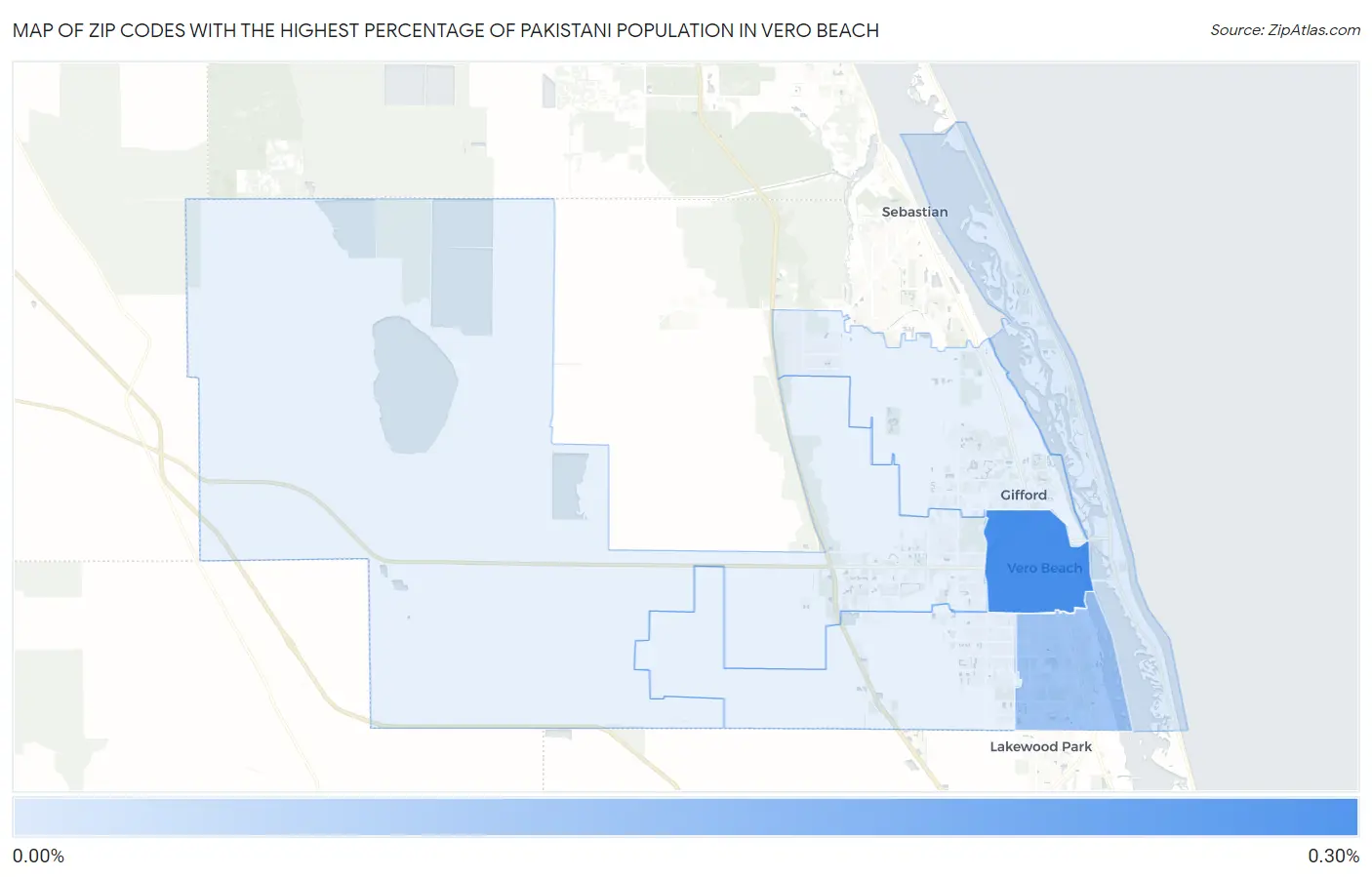 Zip Codes with the Highest Percentage of Pakistani Population in Vero Beach Map