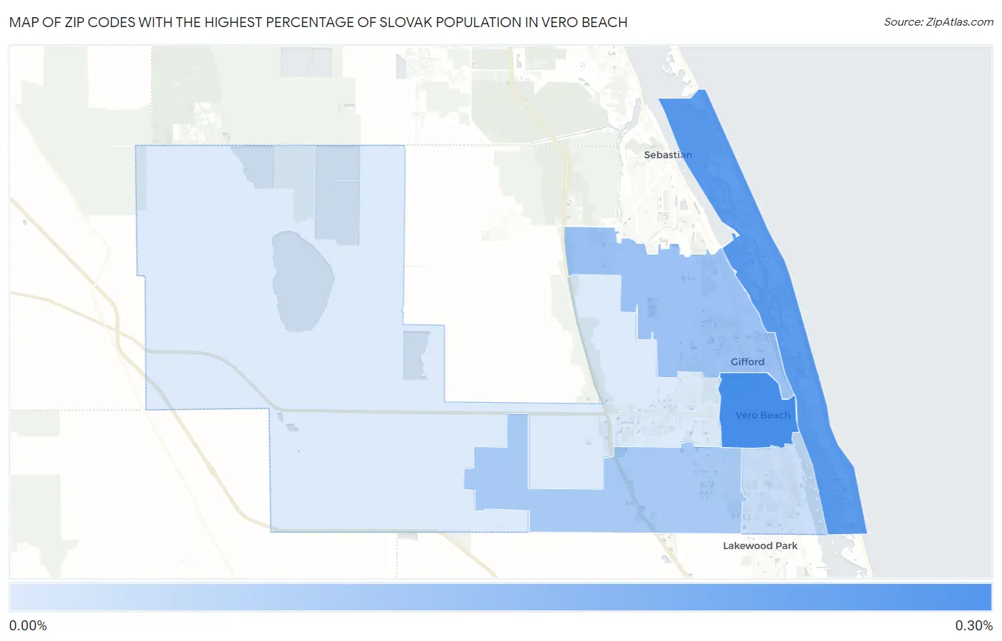 Zip Codes with the Highest Percentage of Slovak Population in Vero Beach Map