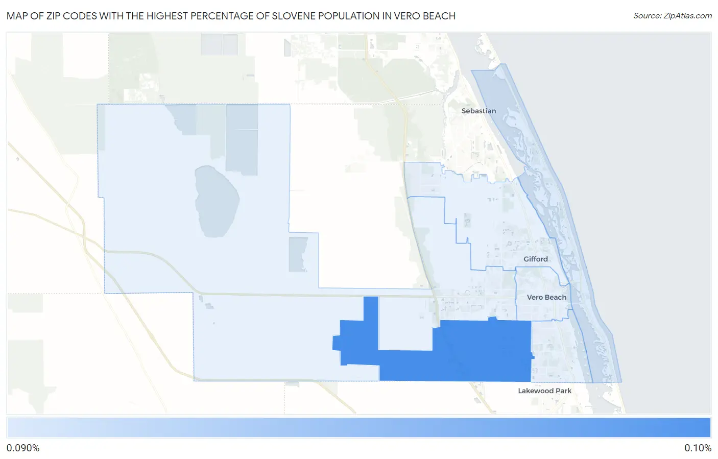 Zip Codes with the Highest Percentage of Slovene Population in Vero Beach Map