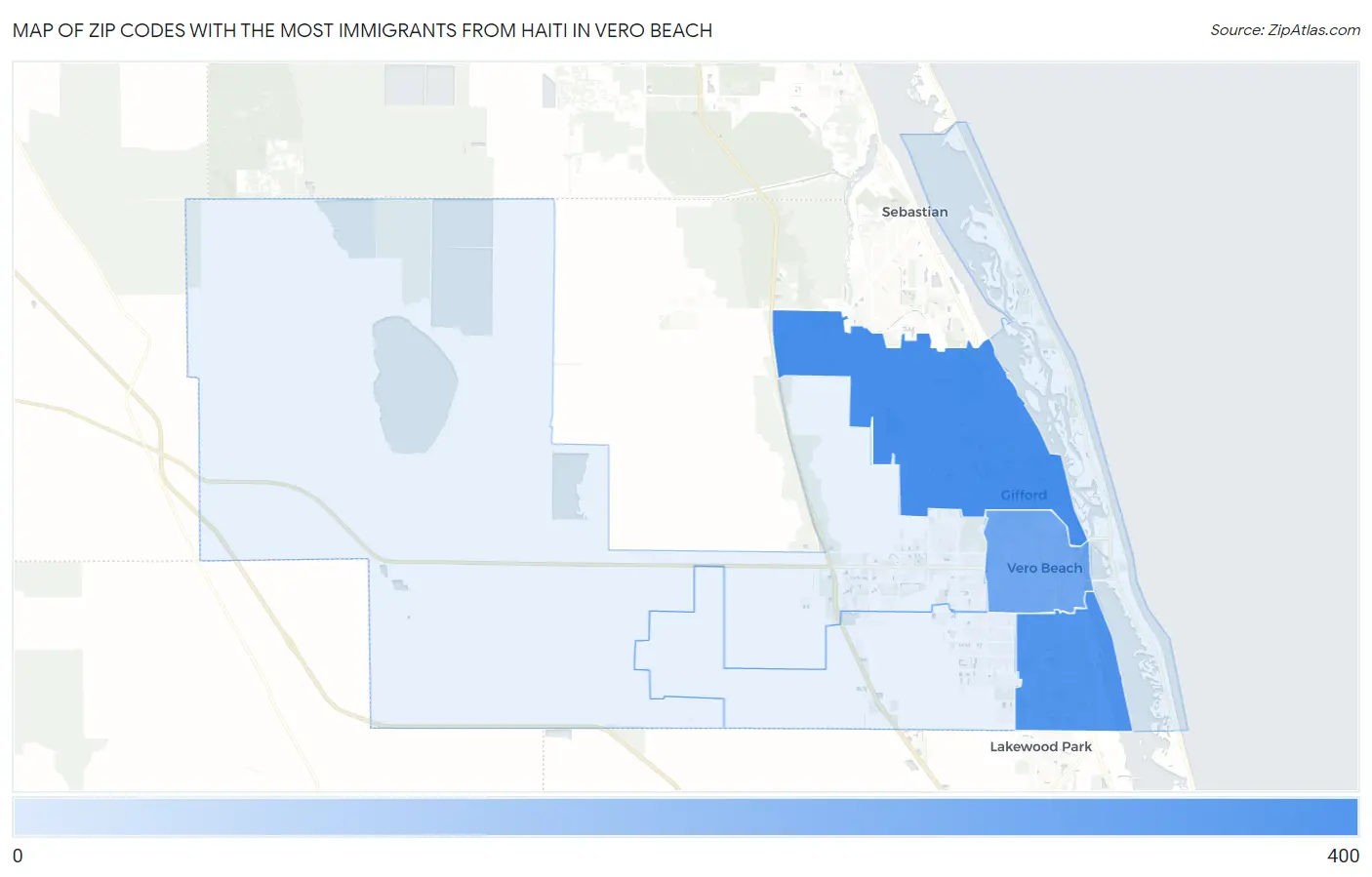 Zip Codes with the Most Immigrants from Haiti in Vero Beach Map
