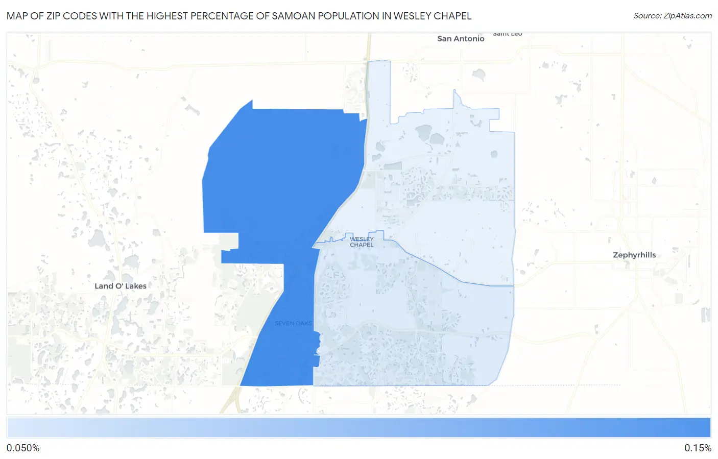 Zip Codes with the Highest Percentage of Samoan Population in Wesley Chapel Map