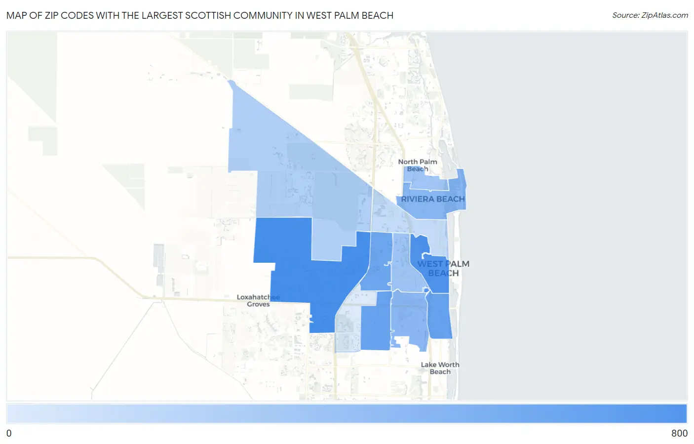 Zip Codes with the Largest Scottish Community in West Palm Beach Map