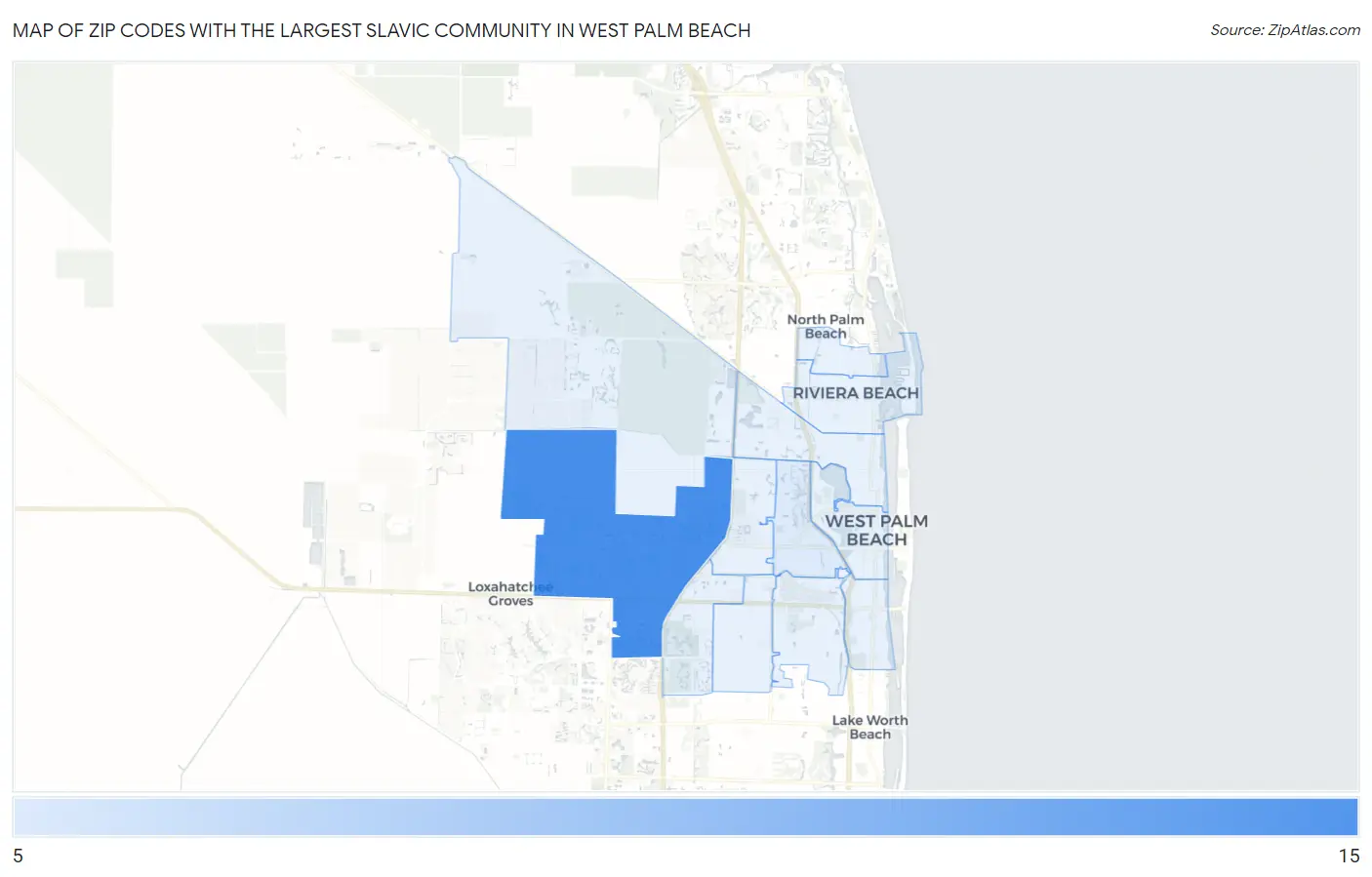 Zip Codes with the Largest Slavic Community in West Palm Beach Map