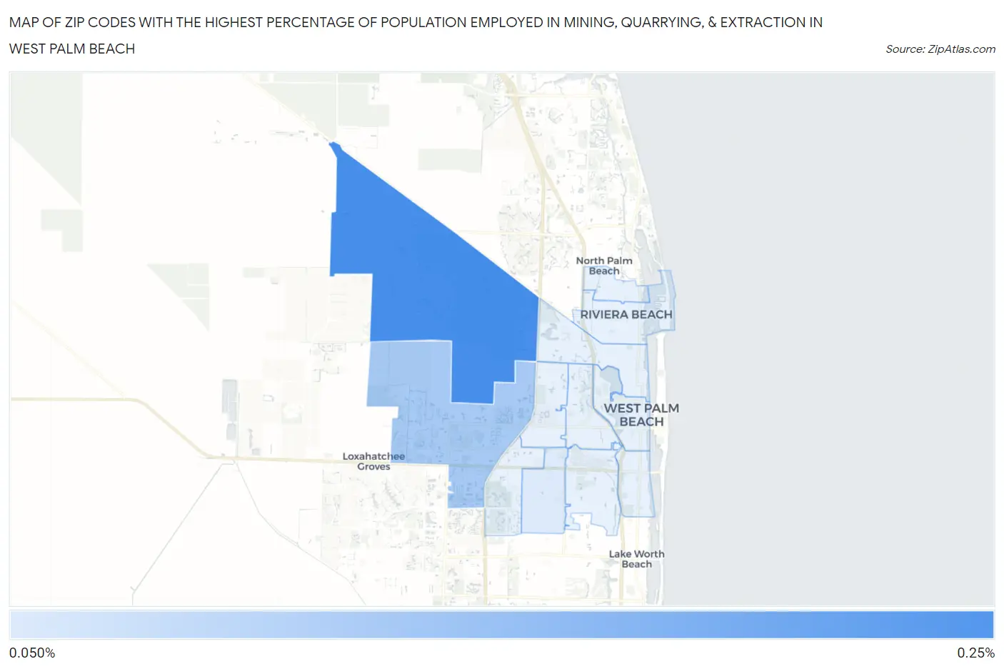 Zip Codes with the Highest Percentage of Population Employed in Mining, Quarrying, & Extraction in West Palm Beach Map