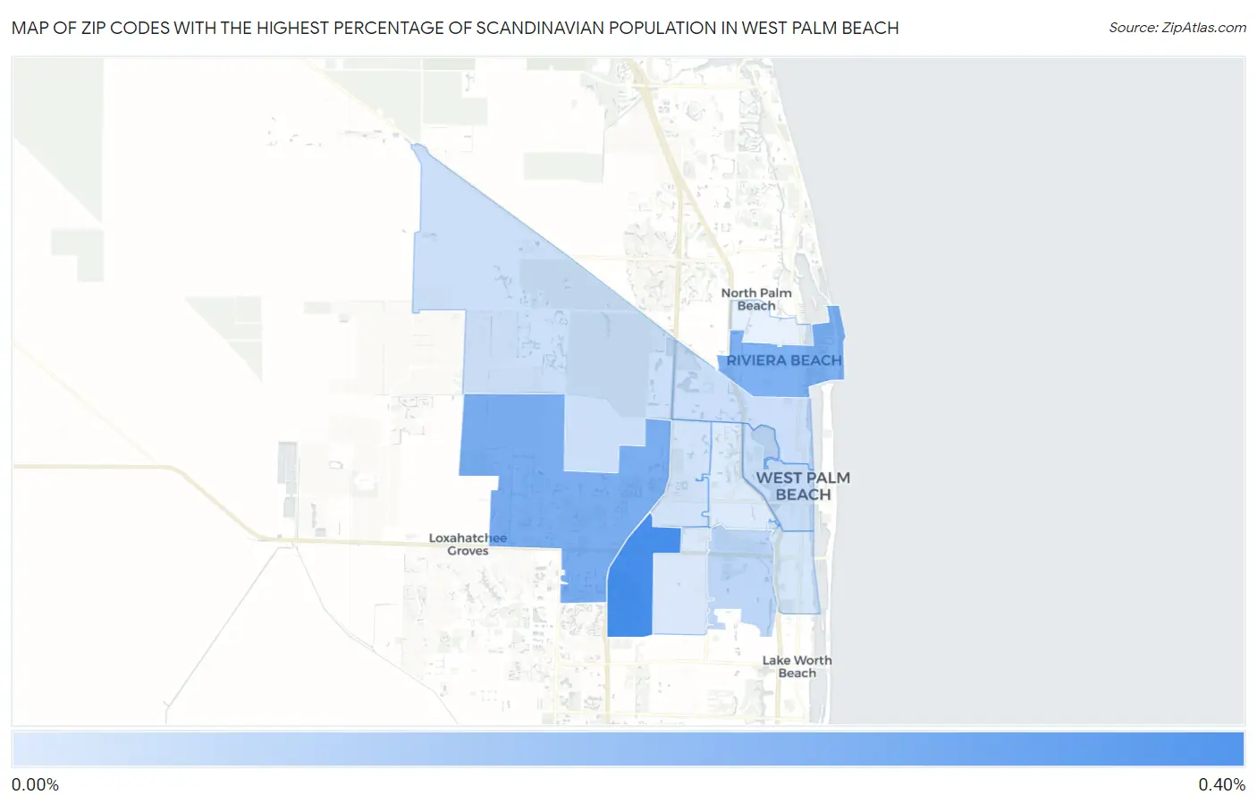Zip Codes with the Highest Percentage of Scandinavian Population in West Palm Beach Map