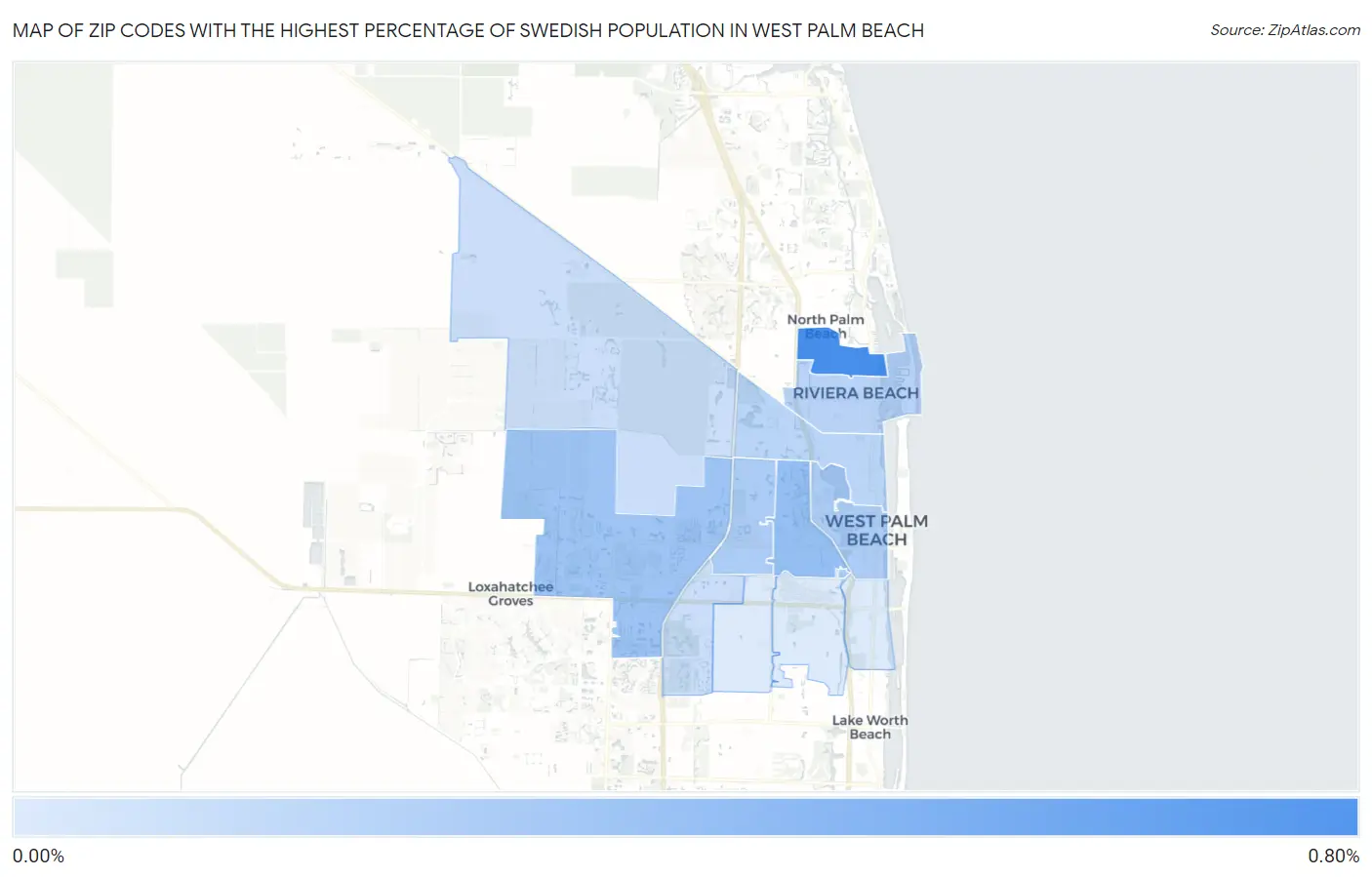 Zip Codes with the Highest Percentage of Swedish Population in West Palm Beach Map