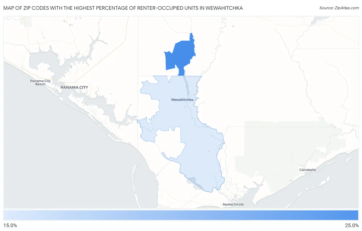 Zip Codes with the Highest Percentage of Renter-Occupied Units in Wewahitchka Map