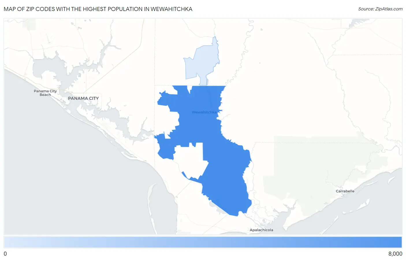 Zip Codes with the Highest Population in Wewahitchka Map