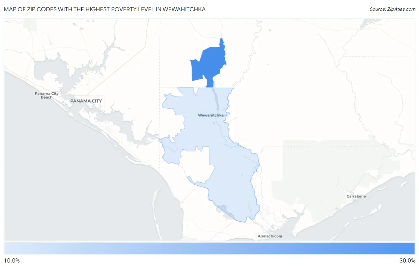 Zip Codes with the Highest Poverty Level in Wewahitchka Map