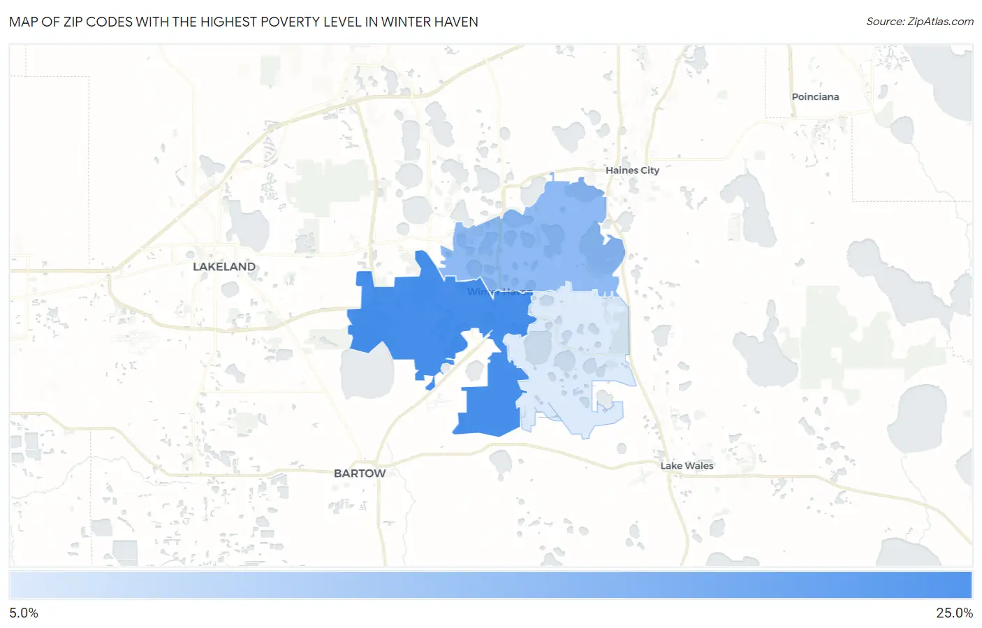 Zip Codes with the Highest Poverty Level in Winter Haven Map