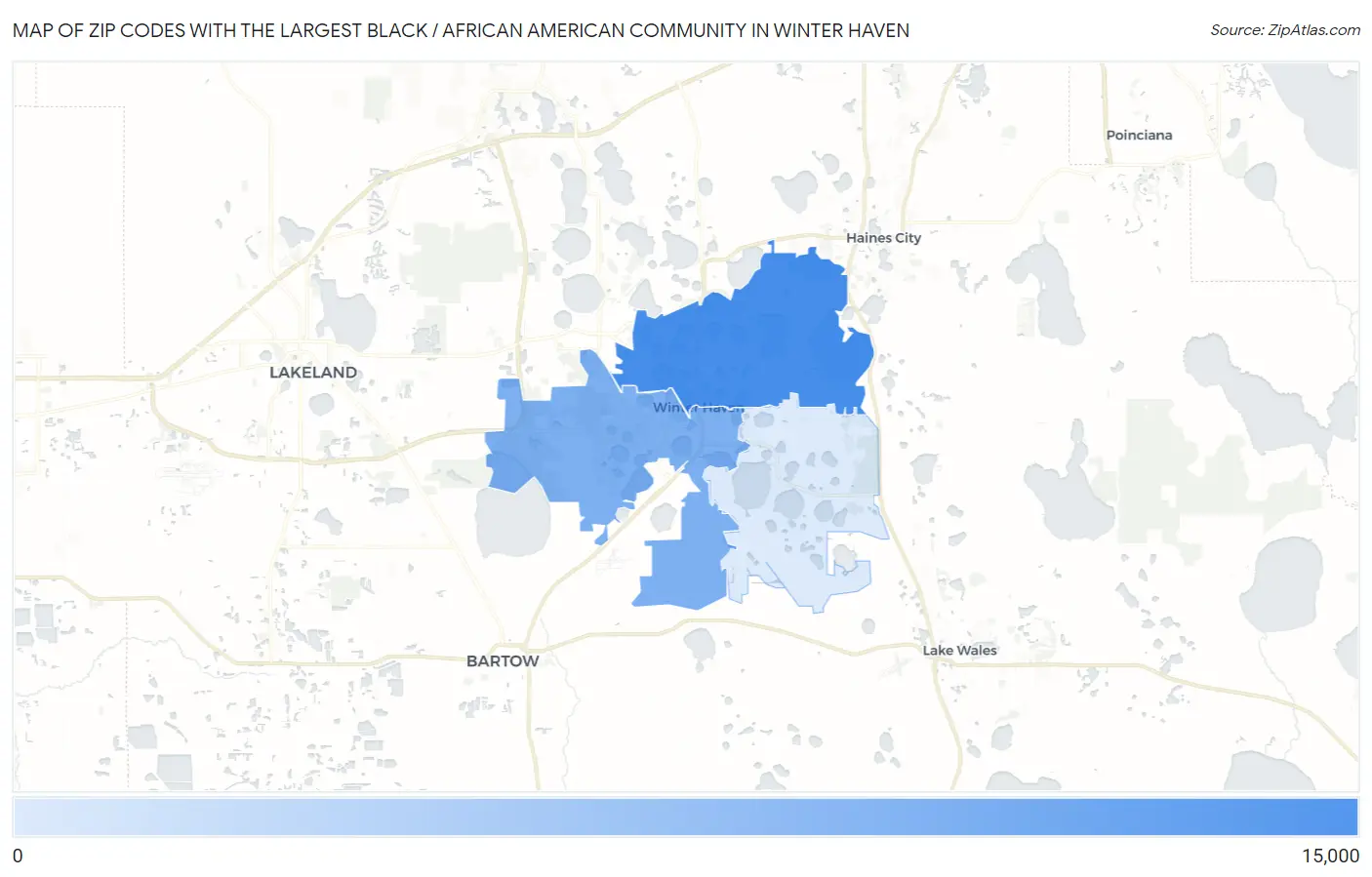 Zip Codes with the Largest Black / African American Community in Winter Haven Map