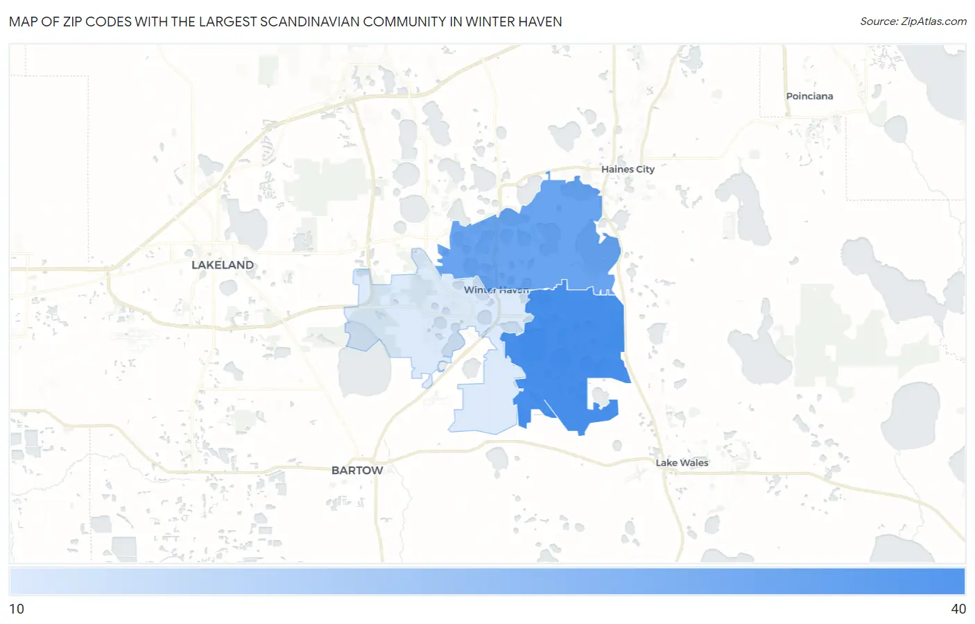 Zip Codes with the Largest Scandinavian Community in Winter Haven Map