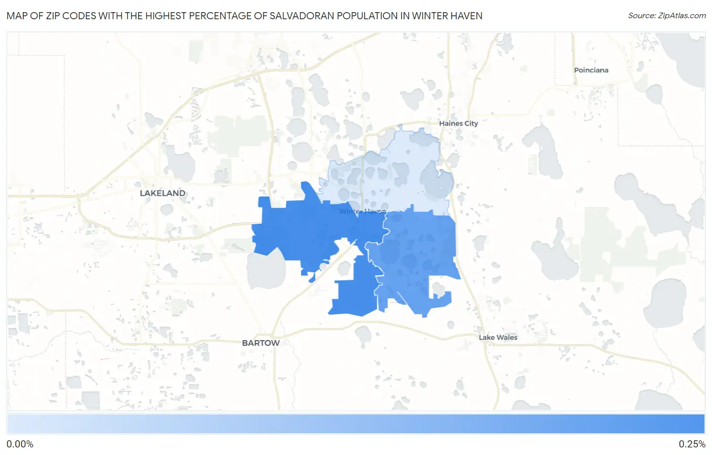 Zip Codes with the Highest Percentage of Salvadoran Population in Winter Haven Map