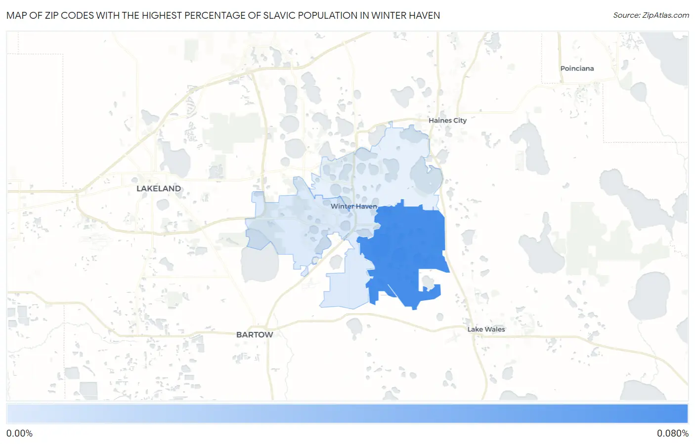 Zip Codes with the Highest Percentage of Slavic Population in Winter Haven Map