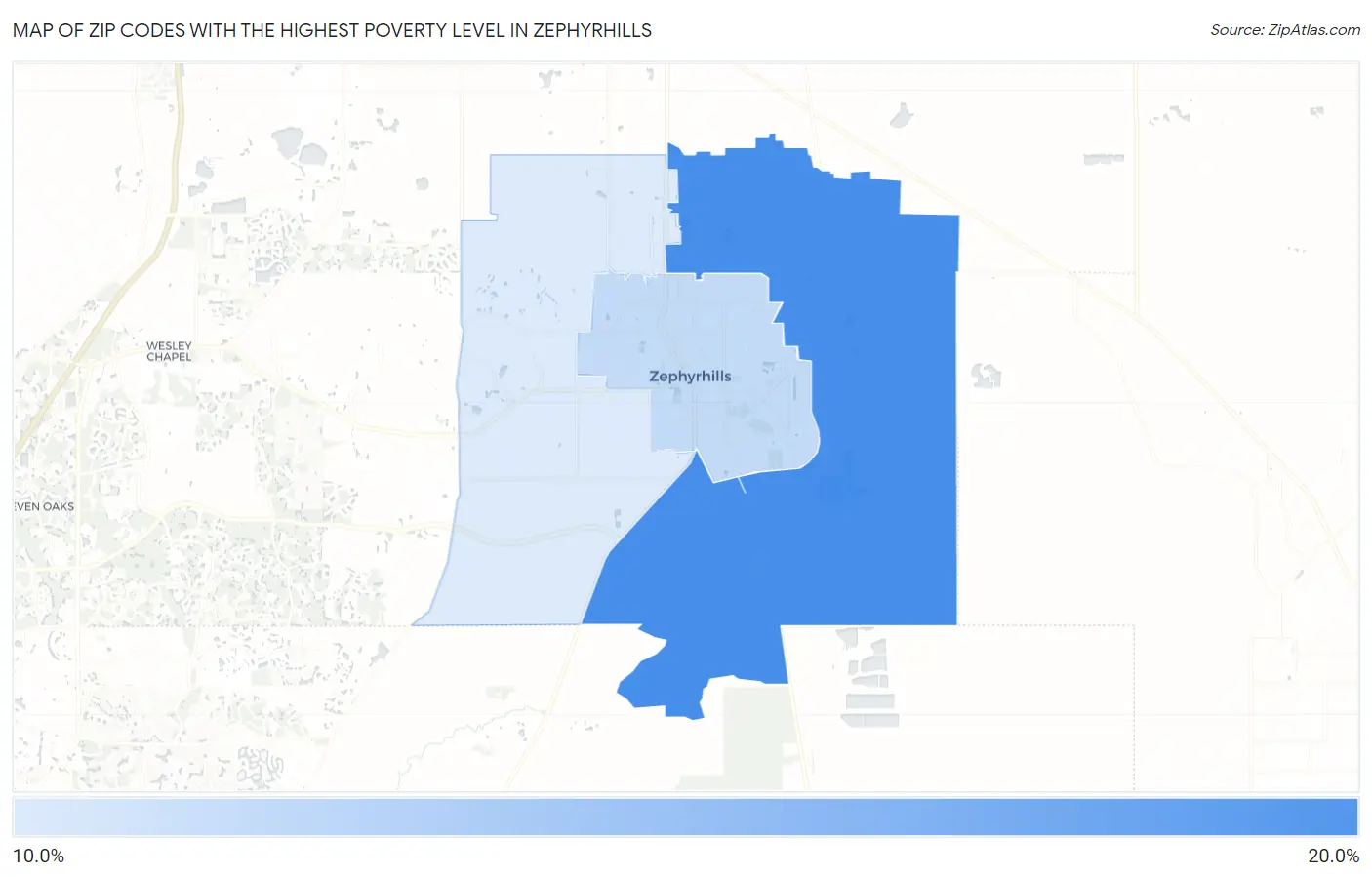 Zip Codes with the Highest Poverty Level in Zephyrhills Map