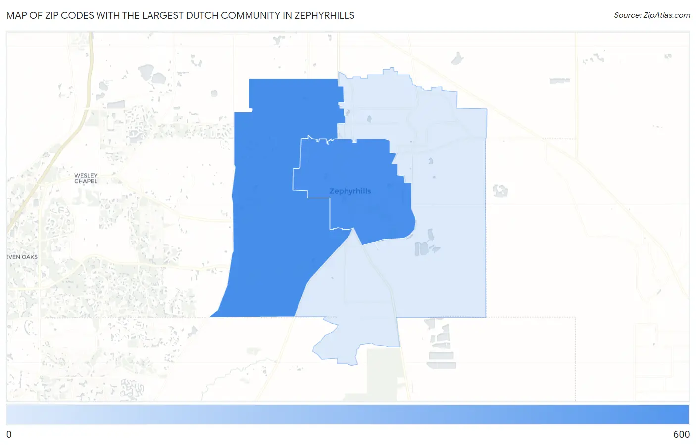 Zip Codes with the Largest Dutch Community in Zephyrhills Map