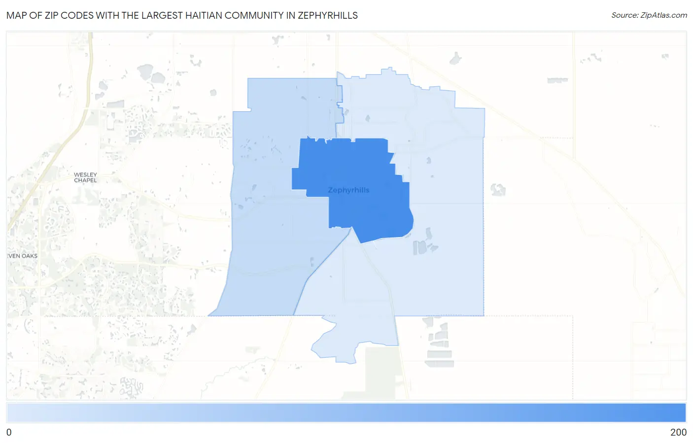 Zip Codes with the Largest Haitian Community in Zephyrhills Map