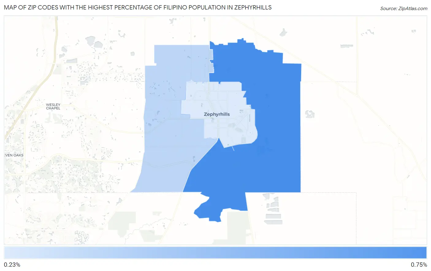 Zip Codes with the Highest Percentage of Filipino Population in Zephyrhills Map