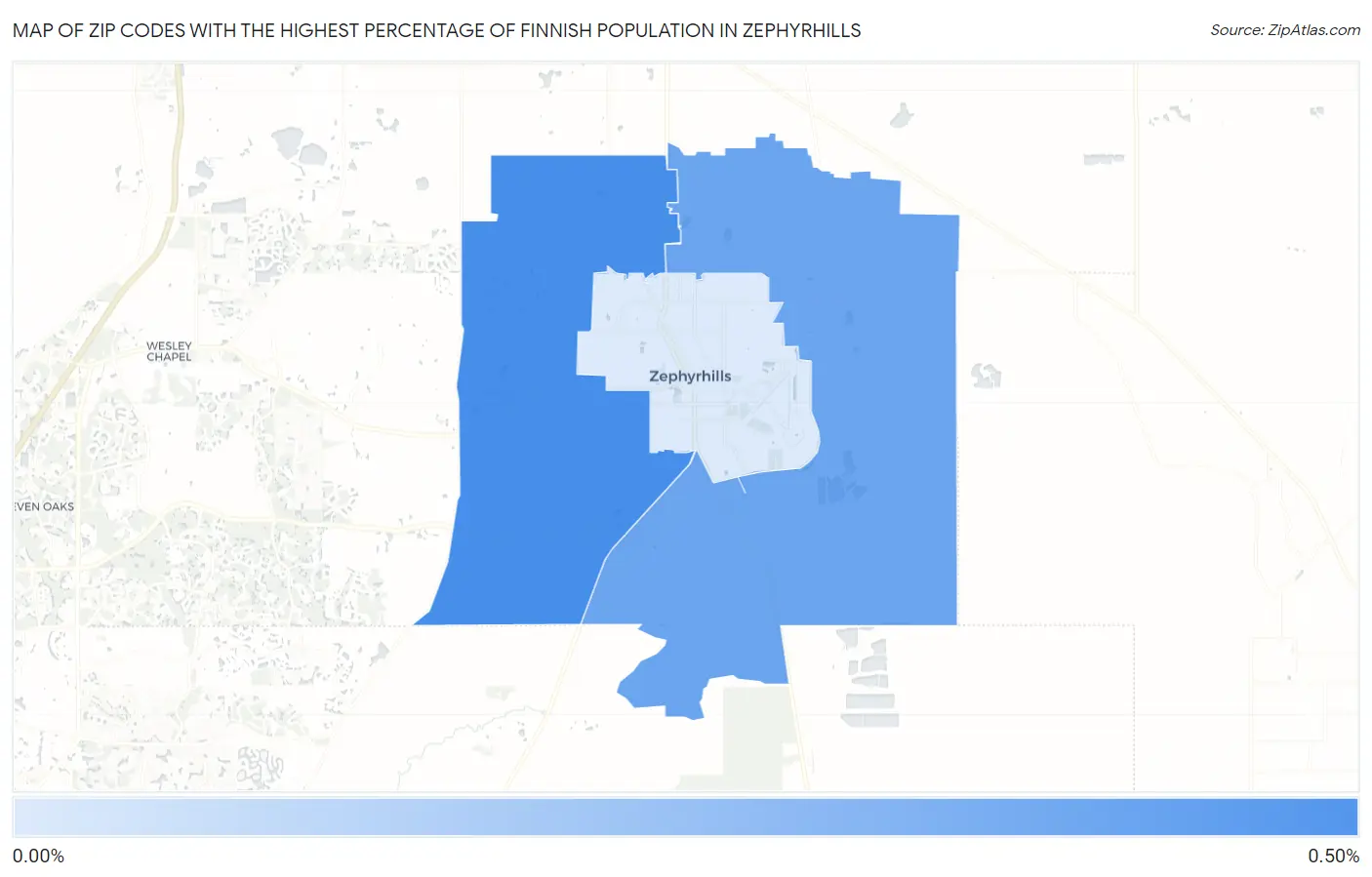 Zip Codes with the Highest Percentage of Finnish Population in Zephyrhills Map