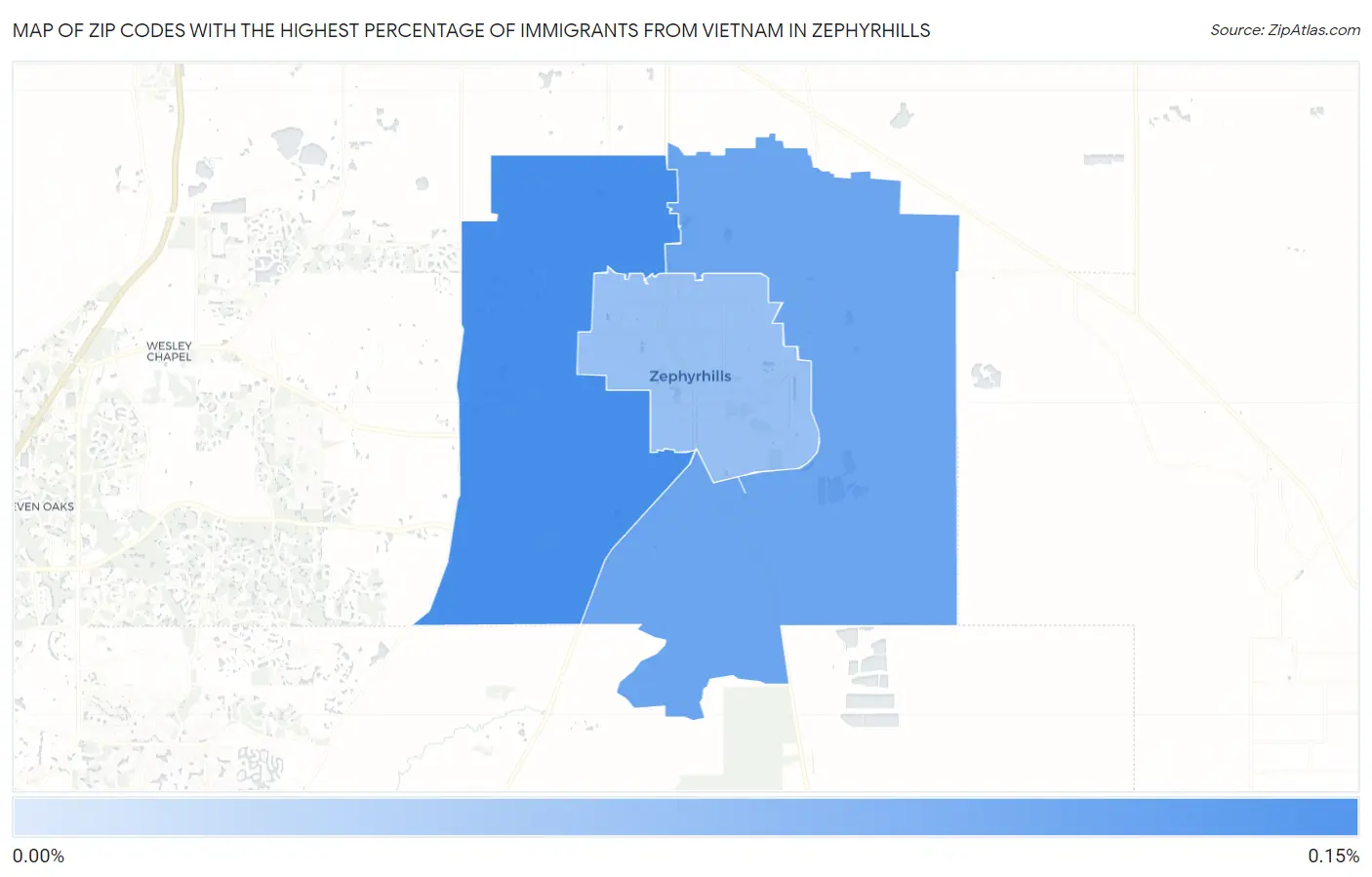 Zip Codes with the Highest Percentage of Immigrants from Vietnam in Zephyrhills Map
