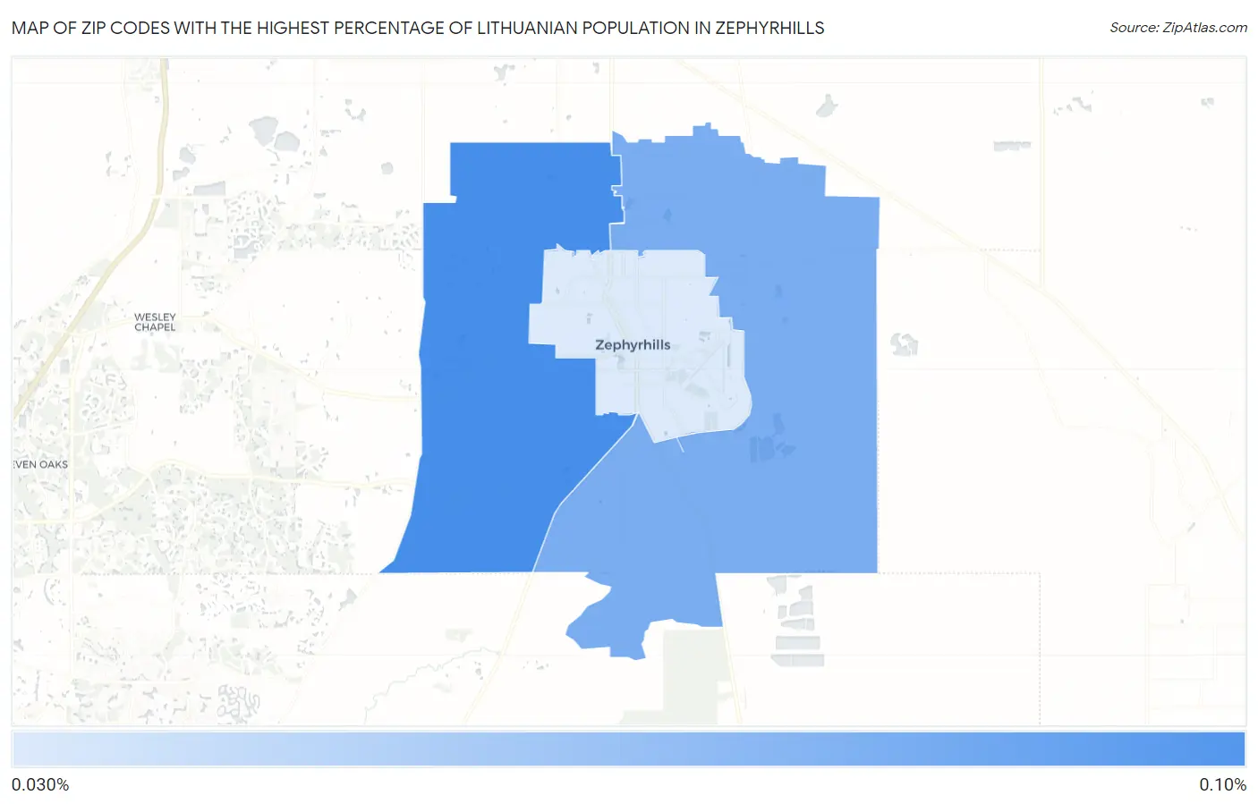 Zip Codes with the Highest Percentage of Lithuanian Population in Zephyrhills Map