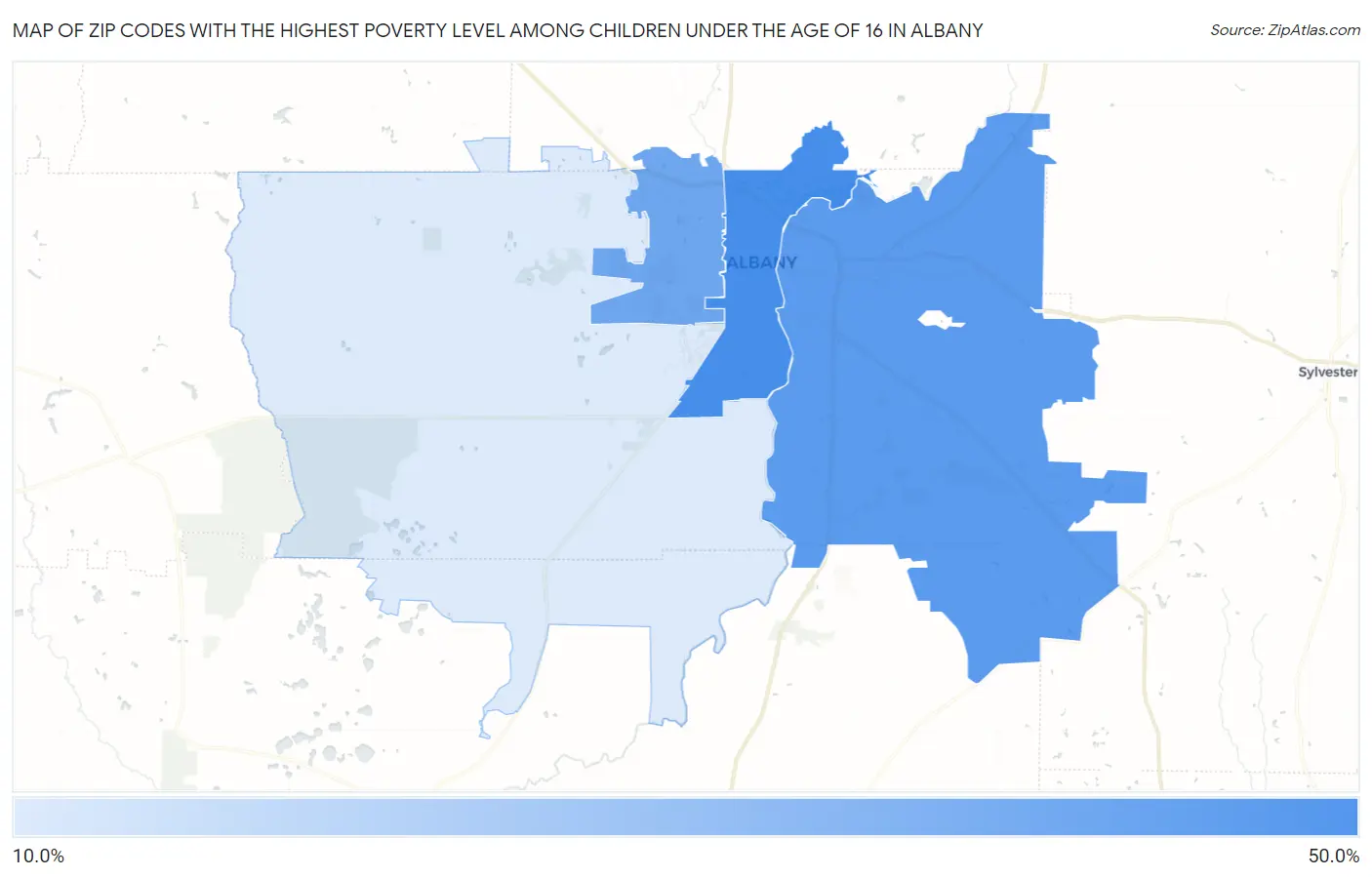 Zip Codes with the Highest Poverty Level Among Children Under the Age of 16 in Albany Map