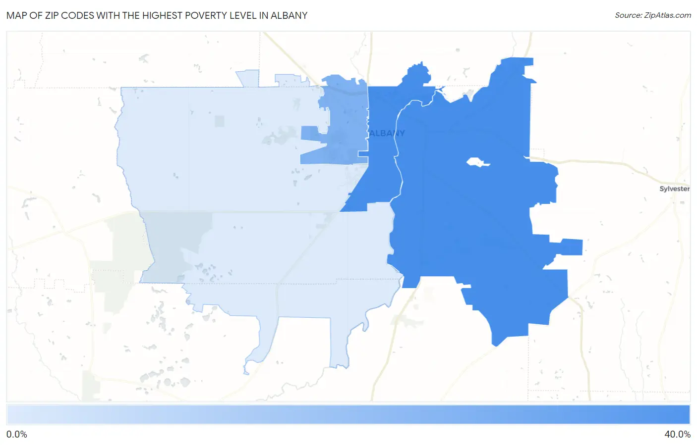 Zip Codes with the Highest Poverty Level in Albany Map