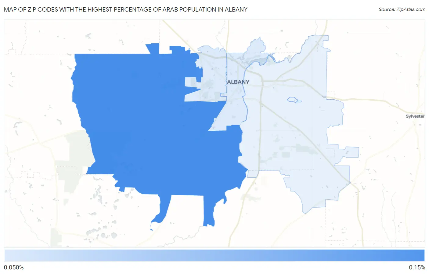 Zip Codes with the Highest Percentage of Arab Population in Albany Map