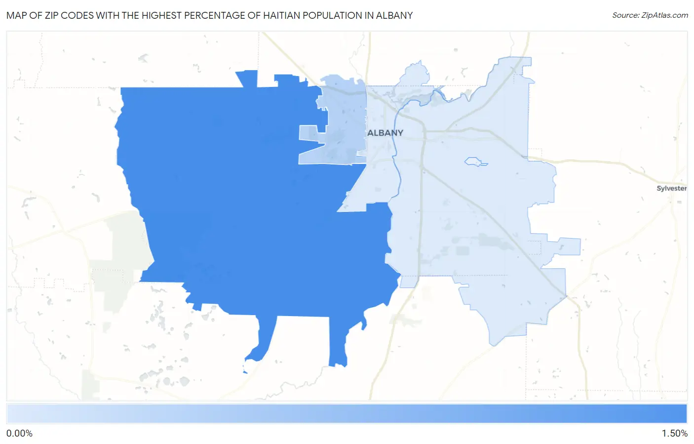 Zip Codes with the Highest Percentage of Haitian Population in Albany Map