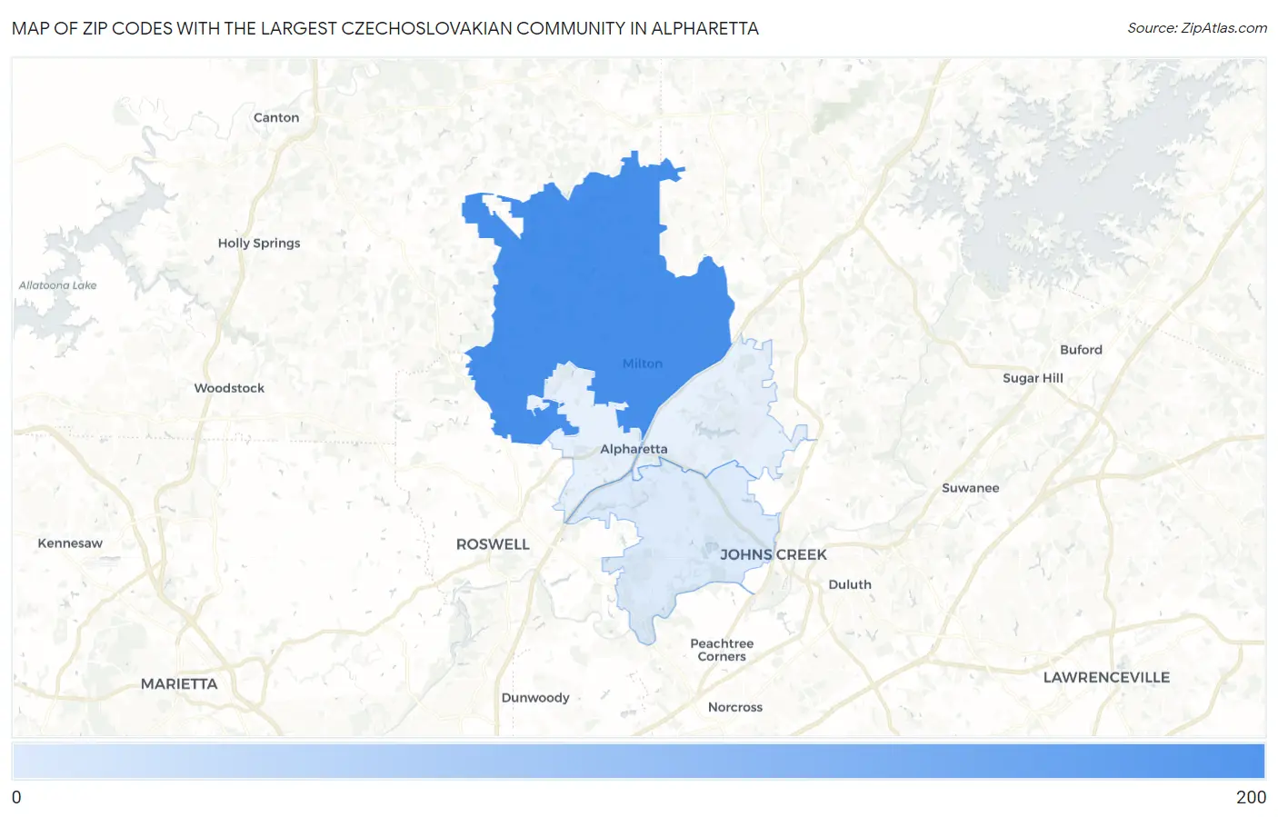 Zip Codes with the Largest Czechoslovakian Community in Alpharetta Map