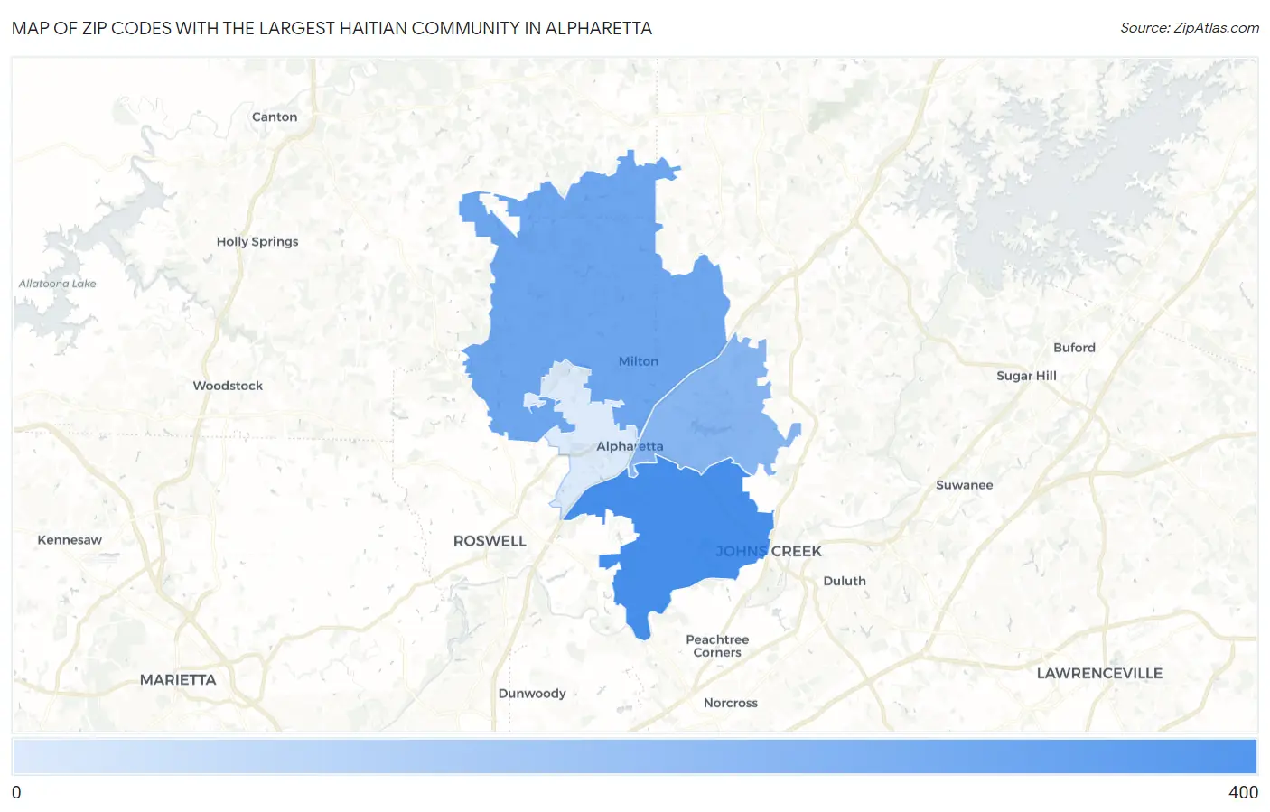 Zip Codes with the Largest Haitian Community in Alpharetta Map