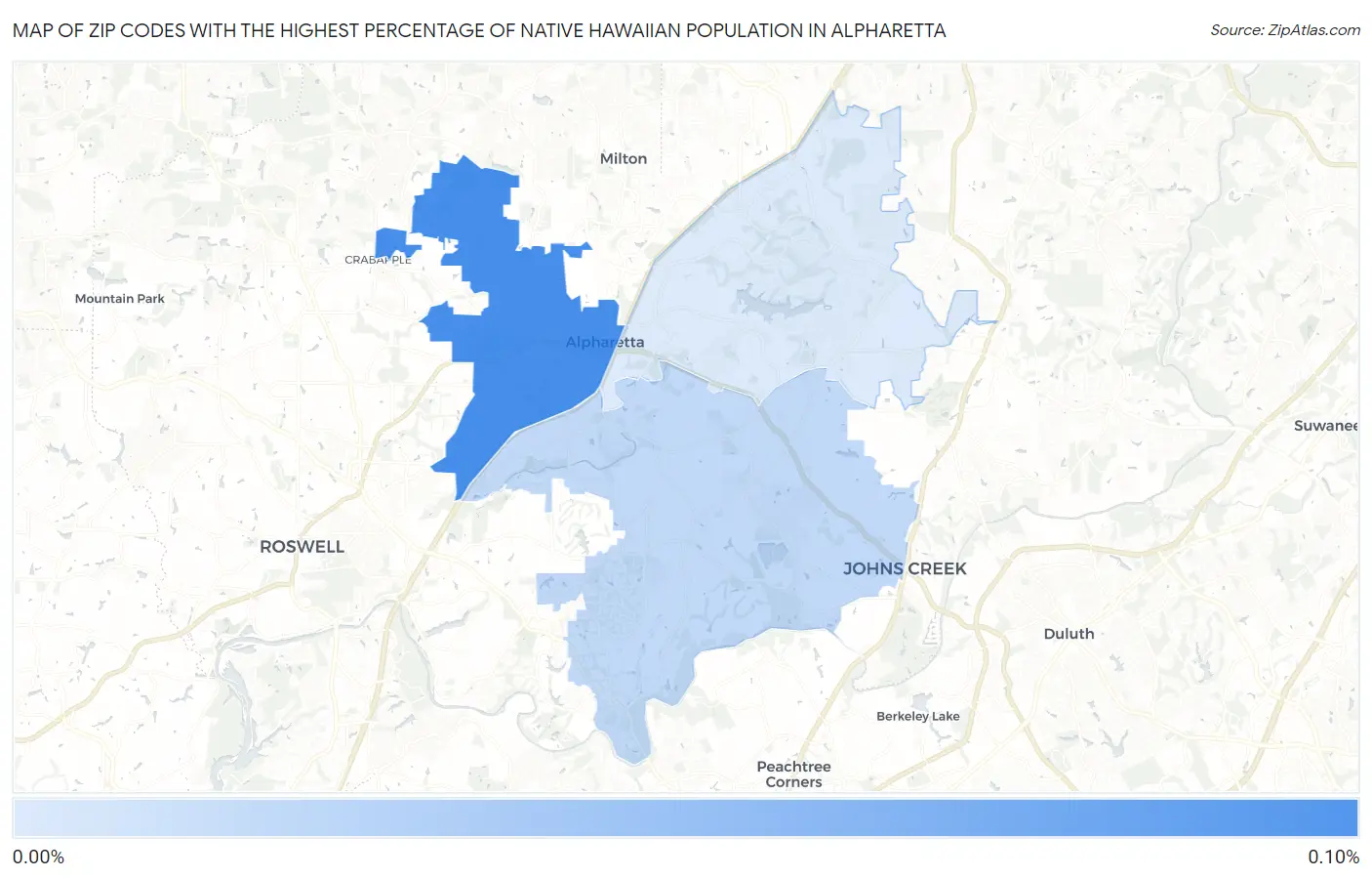 Zip Codes with the Highest Percentage of Native Hawaiian Population in Alpharetta Map