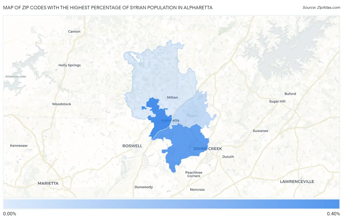 Zip Codes with the Highest Percentage of Syrian Population in Alpharetta Map