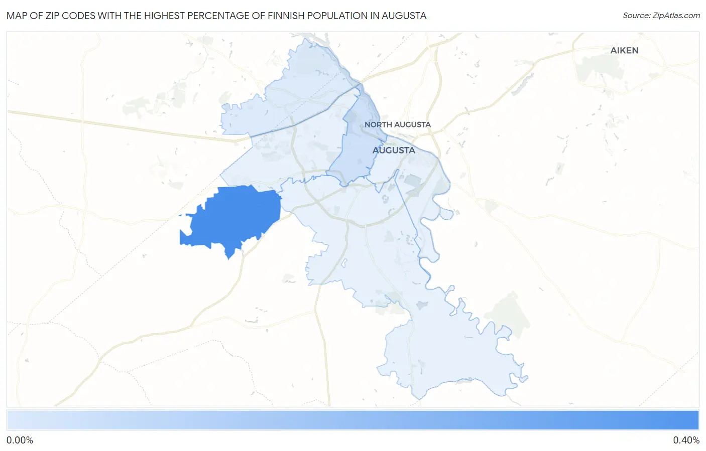 Zip Codes with the Highest Percentage of Finnish Population in Augusta Map