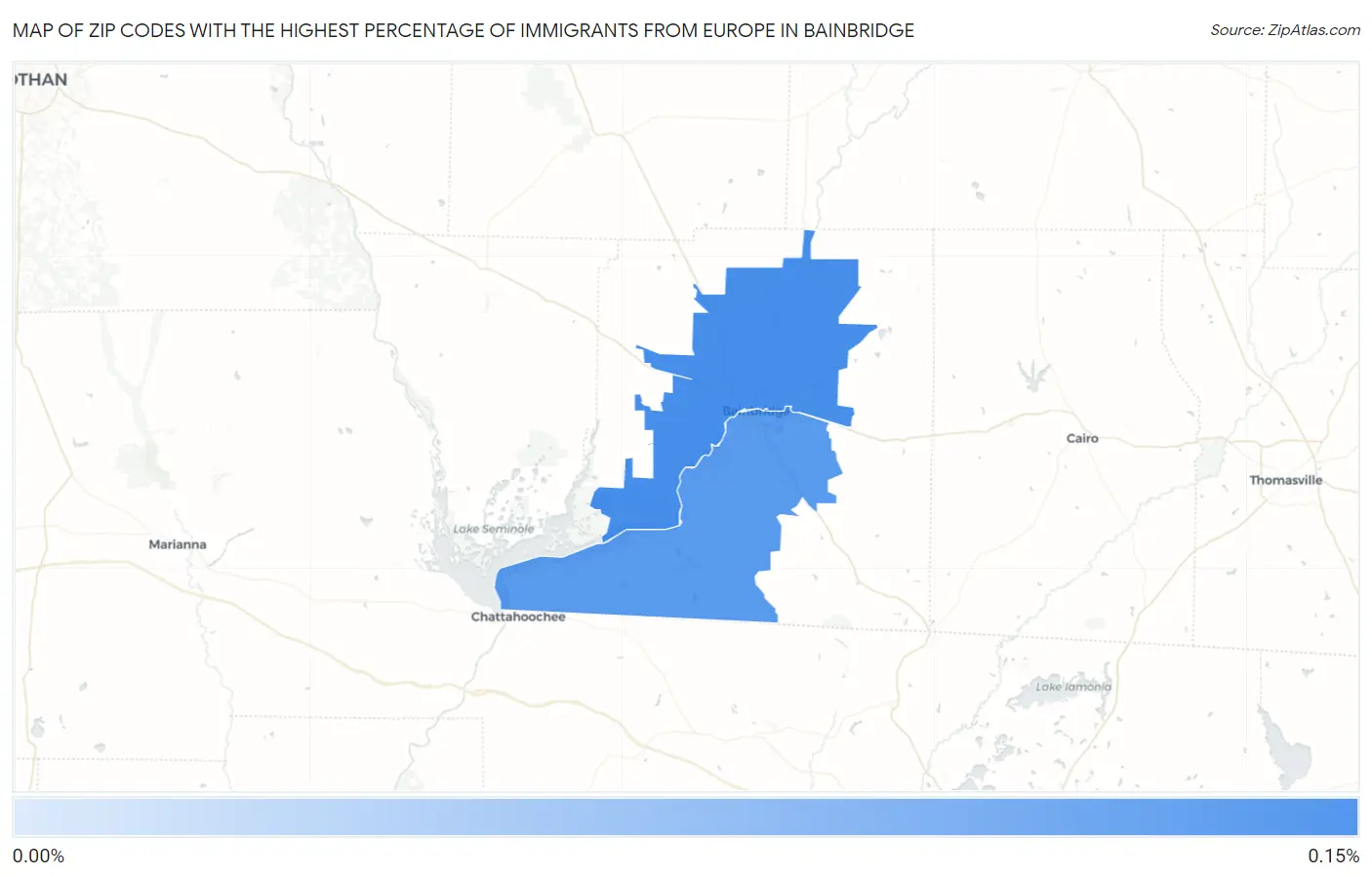 Zip Codes with the Highest Percentage of Immigrants from Europe in Bainbridge Map