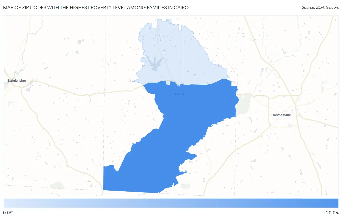 Zip Codes with the Highest Poverty Level Among Families in Cairo Map