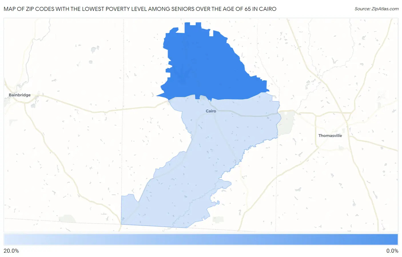 Zip Codes with the Lowest Poverty Level Among Seniors Over the Age of 65 in Cairo Map