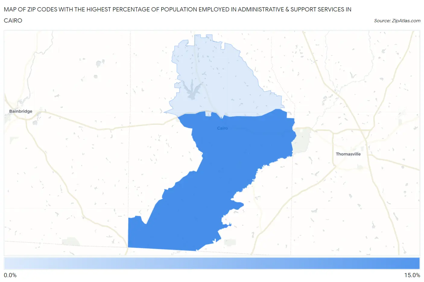 Zip Codes with the Highest Percentage of Population Employed in Administrative & Support Services in Cairo Map