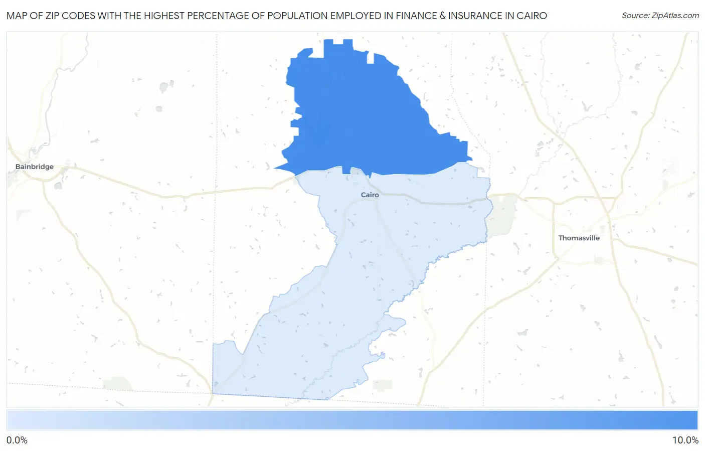 Zip Codes with the Highest Percentage of Population Employed in Finance & Insurance in Cairo Map